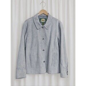 Vintage Cabela's Soft Gray Blue Suede Leather Whipstitch Western Revival Jacket